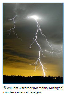 Bolt of lightning photgraphed by William Biscorner